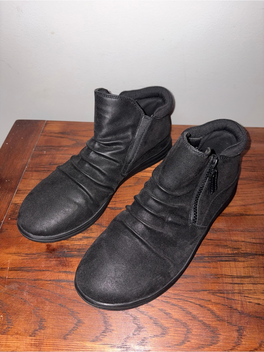 Clarks Cloudsteppers Breeze Path Ankle Boots Black Textile Suede Side Zip 9.5W
